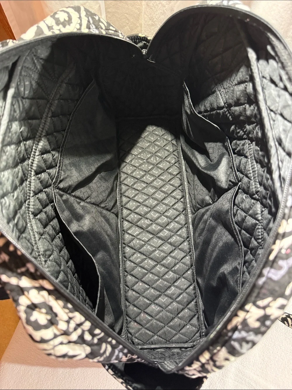 Vera Bradley Black & White Quilted Weekender Travel Bag